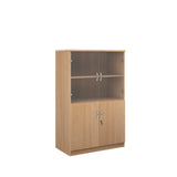 Deluxe Combination Bookcase with Wood + Glass Doors