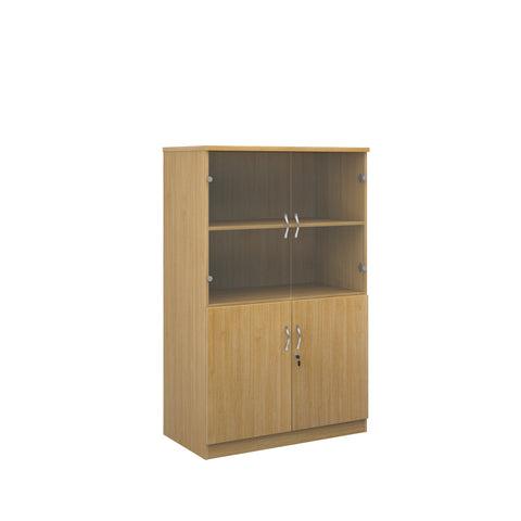 Deluxe Combination Bookcase with Wood + Glass Doors