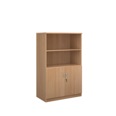 Deluxe Combination Bookcase with Wood Doors + Open Top