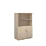 Deluxe Combination Bookcase with Wood Doors + Open Top