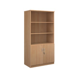 Deluxe Combination Bookcase with Wood Doors + Open Top
