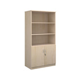 Deluxe Combination Bookcase with Wood Doors + Open Top