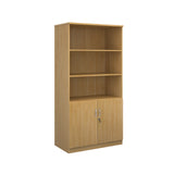 Deluxe Combination Bookcase with Wood Doors + Open Top