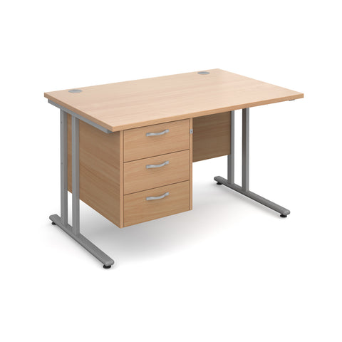 Maestro 25  Straight Desk with 3 Drawer Pedestal