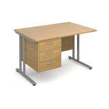 Maestro 25  Straight Desk with 3 Drawer Pedestal