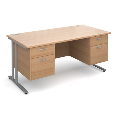 Maestro 25 Straight Desk with 2 and 2 Drawer Pedestals