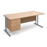 Maestro 25  Straight Desk with 3 Drawer Pedestal